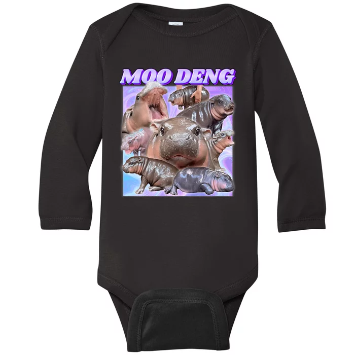 Baby Hippo Moo Deng Baby Long Sleeve Bodysuit