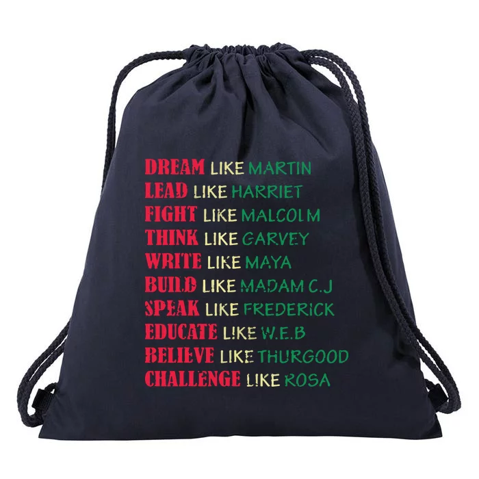 Black History Month Dream Like Martin Lead Like Harriet Drawstring Bag