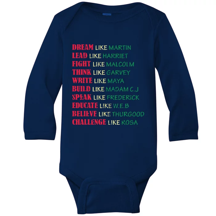 Black History Month Dream Like Martin Lead Like Harriet Baby Long Sleeve Bodysuit