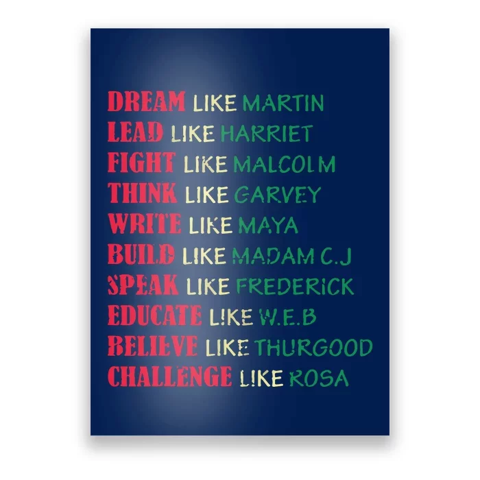 Black History Month Dream Like Martin Lead Like Harriet Poster