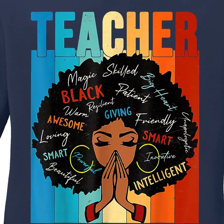 Black History Month Teacher Ladies Long Sleeve Shirt