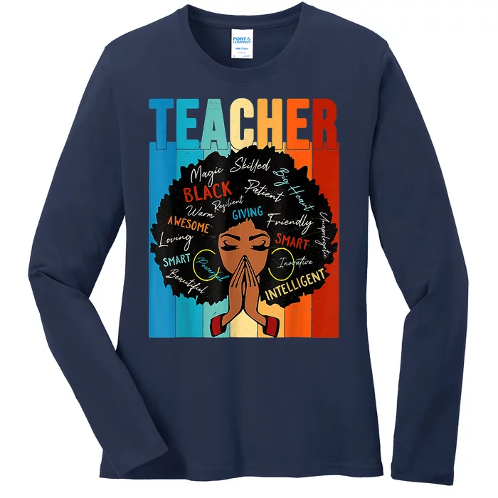 Black History Month Teacher Ladies Long Sleeve Shirt