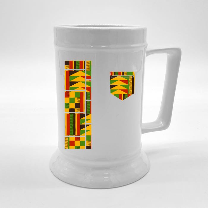 Black History Month Shirts Dashiki Costume Traditional African Kente Print Front & Back Beer Stein