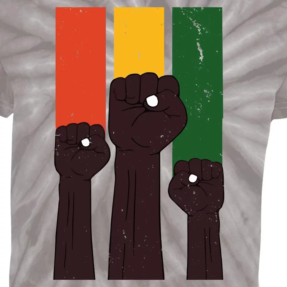 Black History Month Fist Pride Kids Tie-Dye T-Shirt