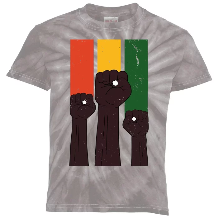 Black History Month Fist Pride Kids Tie-Dye T-Shirt