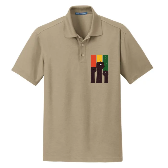 Black History Month Fist Pride Dry Zone Grid Performance Polo