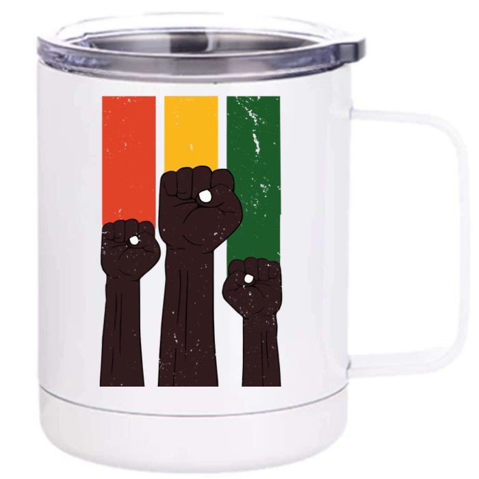 Black History Month Fist Pride Front & Back 12oz Stainless Steel Tumbler Cup