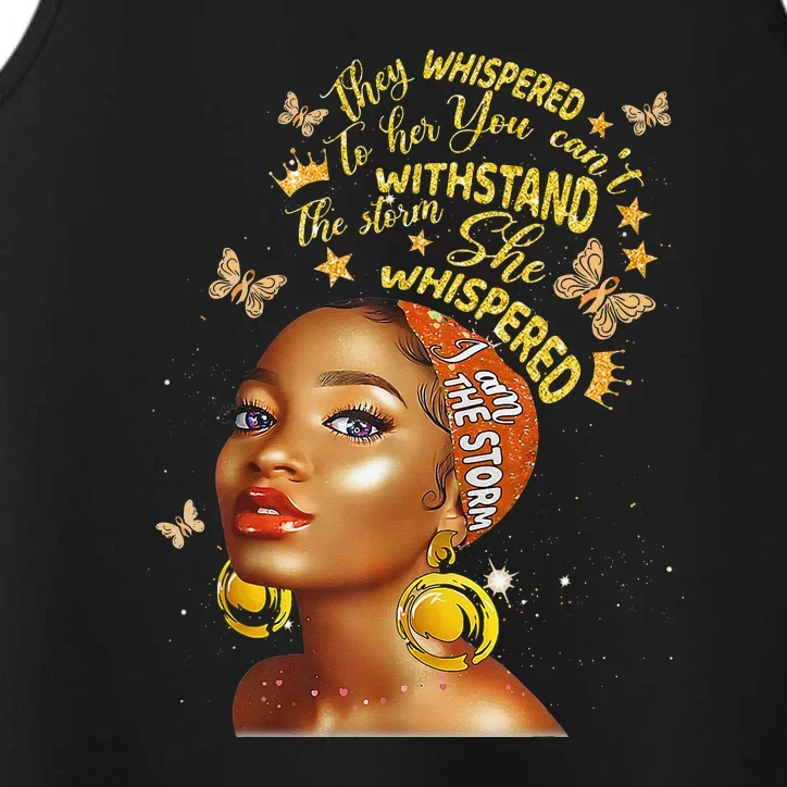 Black History Month Girl African Woman Afro I Am The Storm Performance Tank