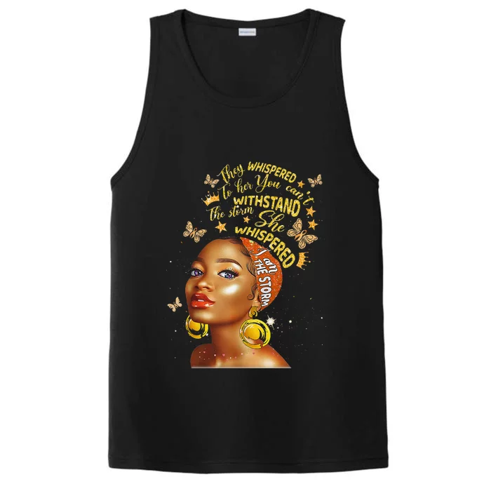 Black History Month Girl African Woman Afro I Am The Storm Performance Tank