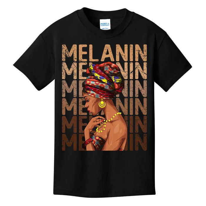 Black History Month Afro Lover Black Strong Women Afro Love Melanin African Girl Kids T-Shirt