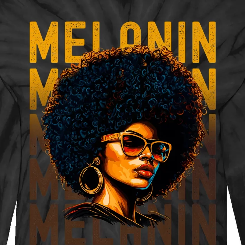 Black History Month Afro Lover Black Strong Women Afro Love Melanin African Girl Tie-Dye Long Sleeve Shirt