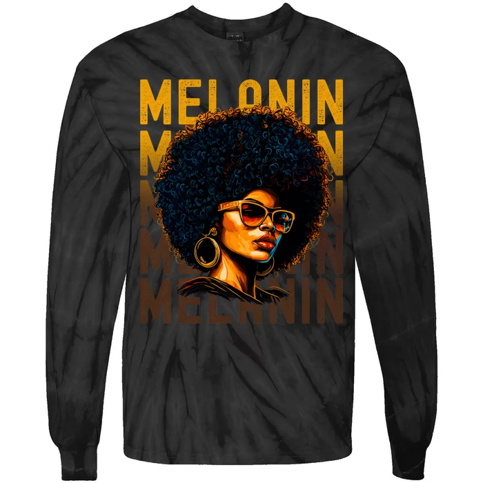 Black History Month Afro Lover Black Strong Women Afro Love Melanin African Girl Tie-Dye Long Sleeve Shirt