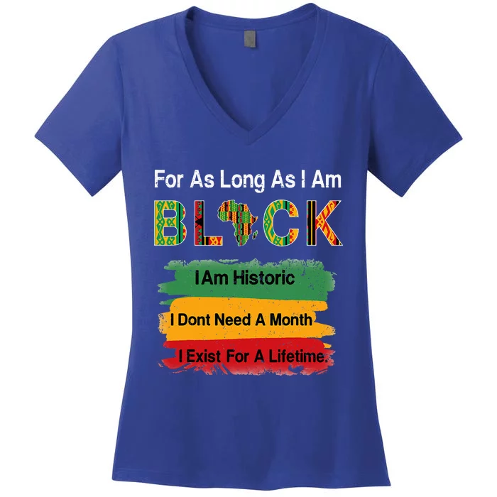 Black History Month Apparel Africa Map Kente Cloth Women's V-Neck T-Shirt