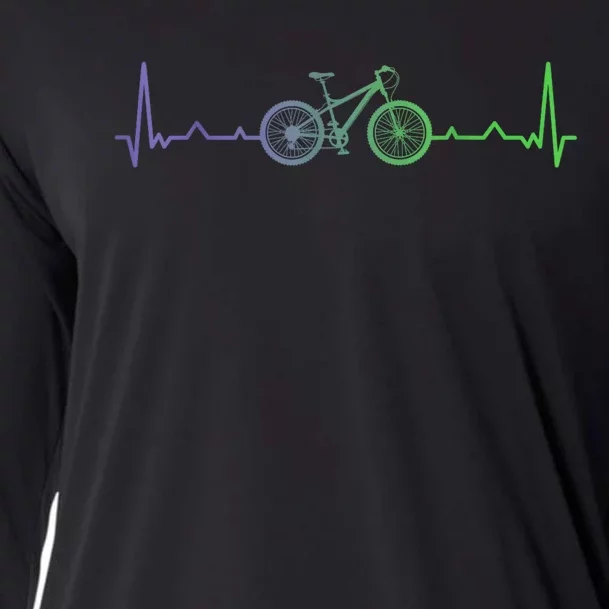 Bicycle Heartbeat Mountain Bike MTB Cooling Performance Long Sleeve Crew