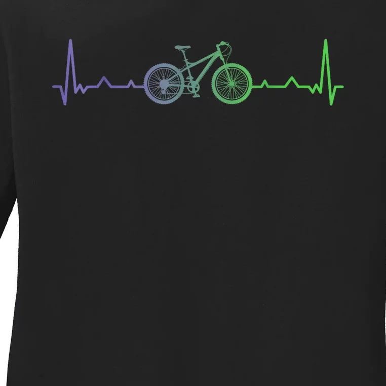 Bicycle Heartbeat Mountain Bike MTB Ladies Long Sleeve Shirt