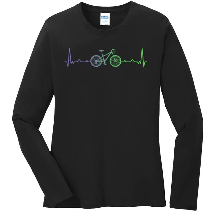 Bicycle Heartbeat Mountain Bike MTB Ladies Long Sleeve Shirt