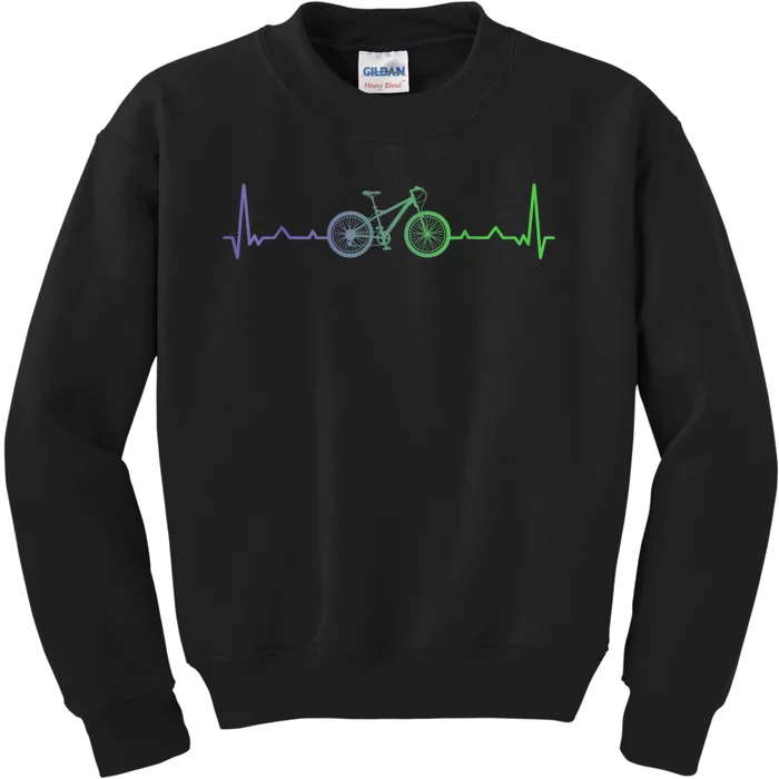 Bicycle Heartbeat Mountain Bike MTB Kids Sweatshirt