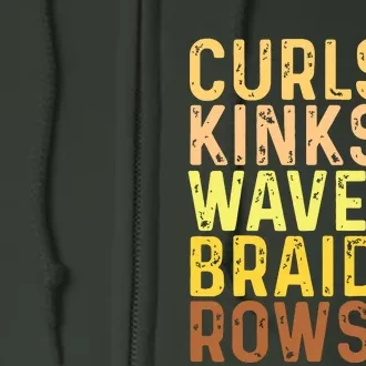 Black History Month Womens Curls Kinks Waves Braids Rows Full Zip Hoodie