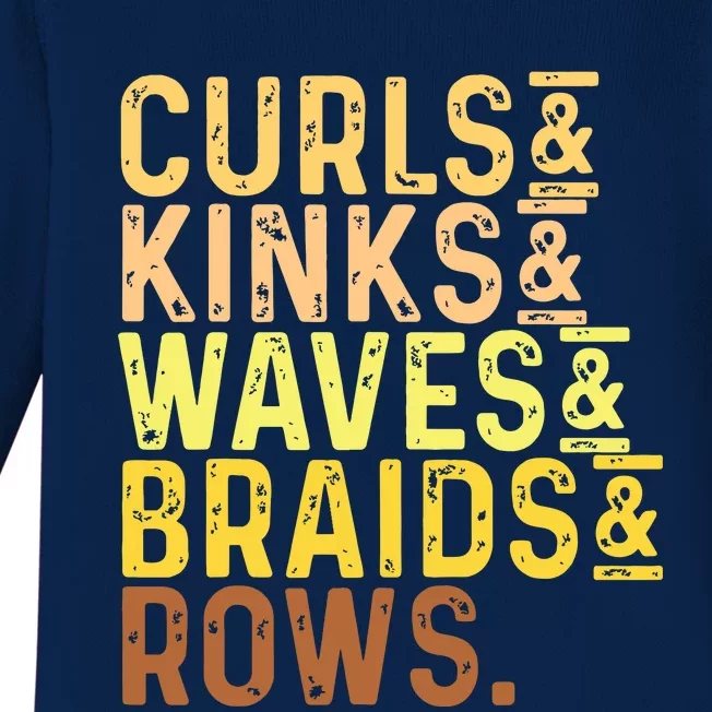 Black History Month Womens Curls Kinks Waves Braids Rows Baby Long Sleeve Bodysuit