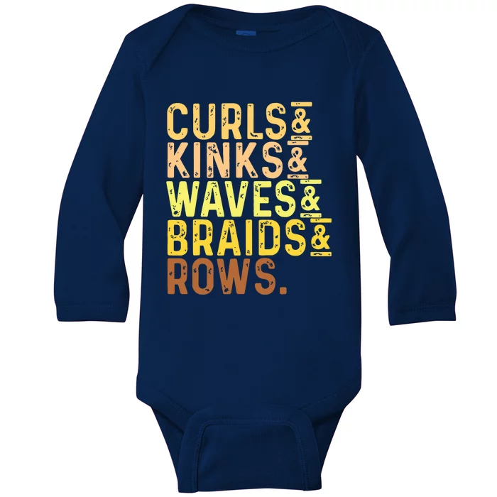 Black History Month Womens Curls Kinks Waves Braids Rows Baby Long Sleeve Bodysuit