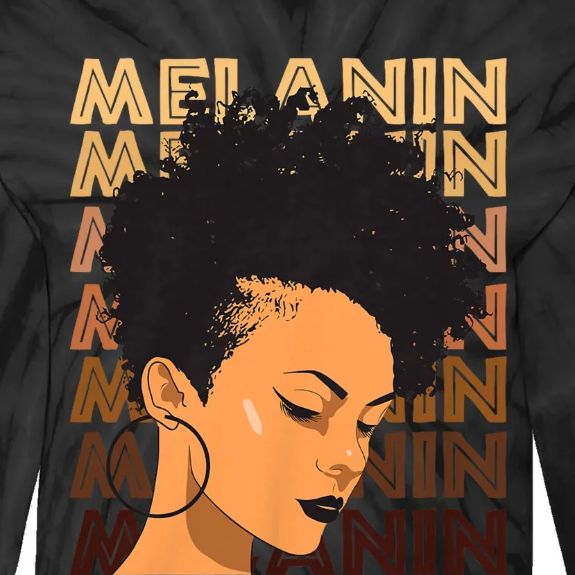 Black History Month Afro Lover Black Strong Women Afro Love Melanin African Girl Tie-Dye Long Sleeve Shirt