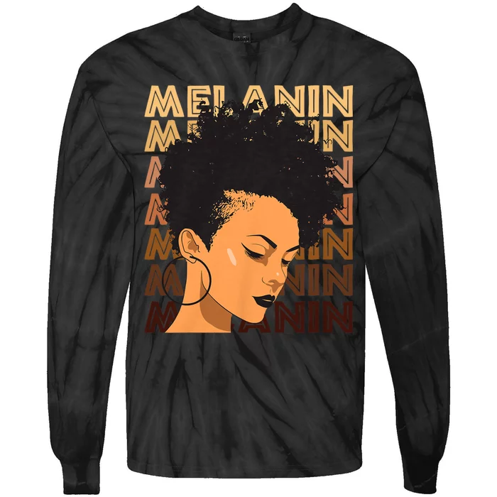 Black History Month Afro Lover Black Strong Women Afro Love Melanin African Girl Tie-Dye Long Sleeve Shirt