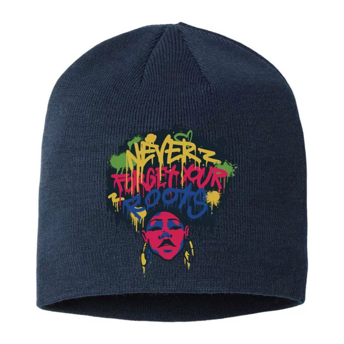 Black History Month Never Forget Your Roots Afro 8 1/2in Sustainable Knit Beanie