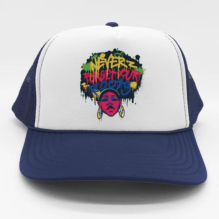 Black History Month Never Forget Your Roots Afro Trucker Hat