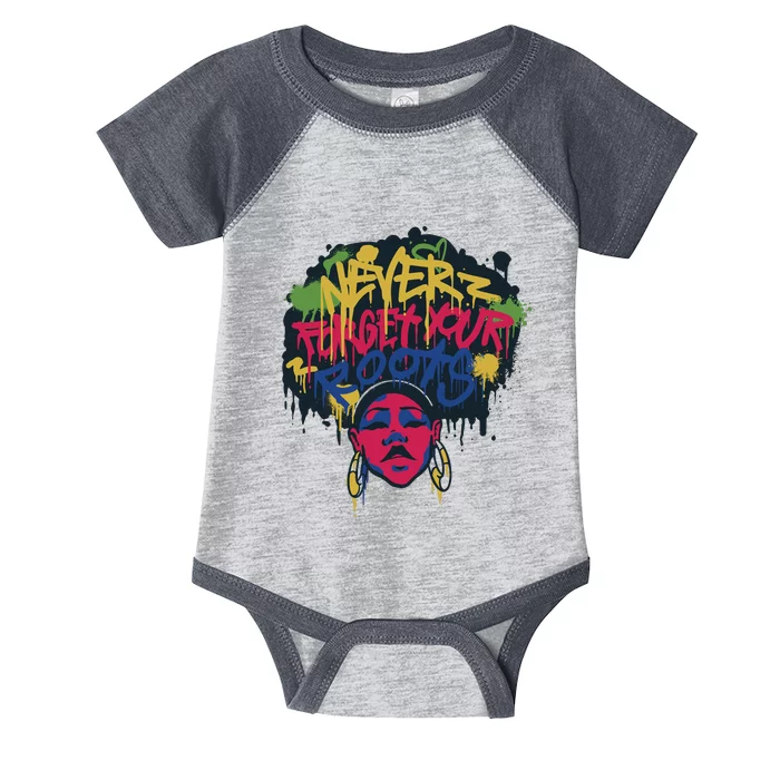 Black History Month Never Forget Your Roots Afro Infant Baby Jersey Bodysuit