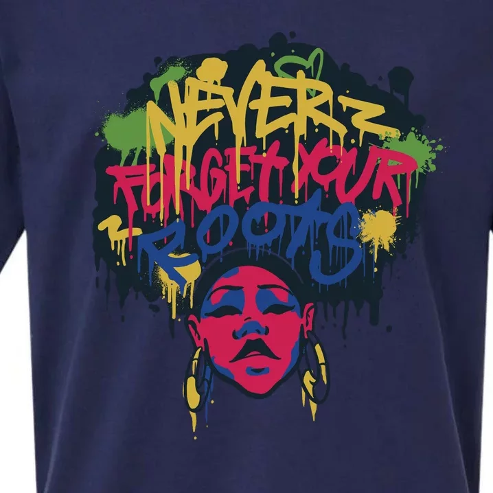 Black History Month Never Forget Your Roots Afro Sueded Cloud Jersey T-Shirt