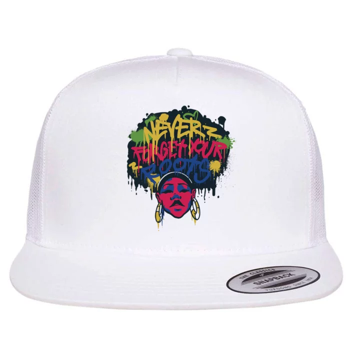 Black History Month Never Forget Your Roots Afro Flat Bill Trucker Hat