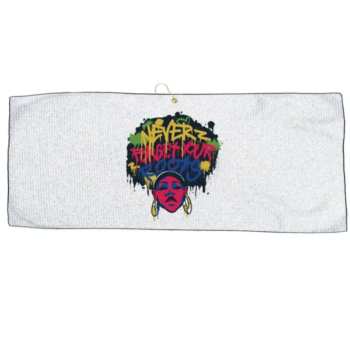 Black History Month Never Forget Your Roots Afro Large Microfiber Waffle Golf Towel