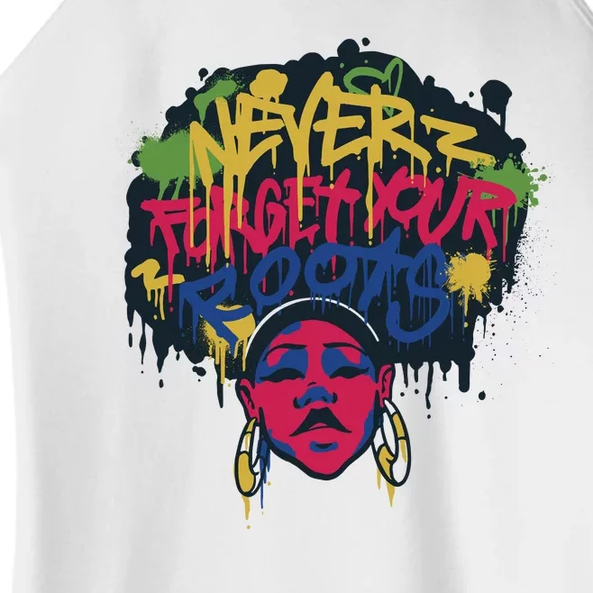 Black History Month Never Forget Your Roots Afro Women’s Perfect Tri Rocker Tank