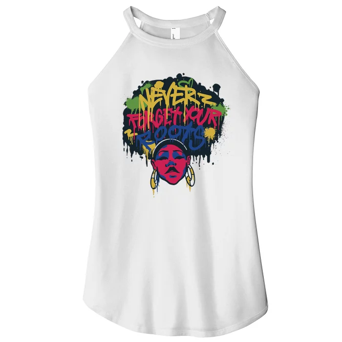 Black History Month Never Forget Your Roots Afro Women’s Perfect Tri Rocker Tank