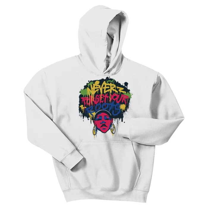 Black History Month Never Forget Your Roots Afro Kids Hoodie