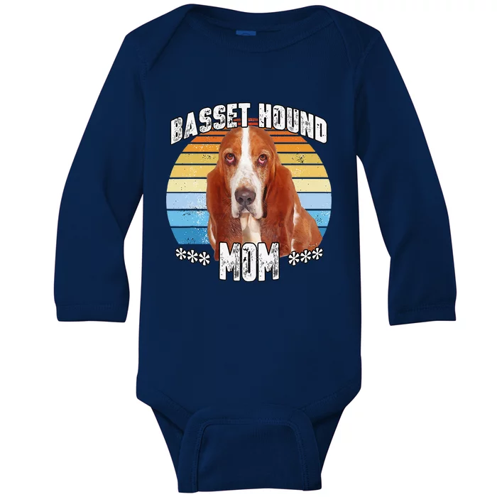 Basset Hound Mom Mama Mothers Day Gift Cute Dog Baby Long Sleeve Bodysuit