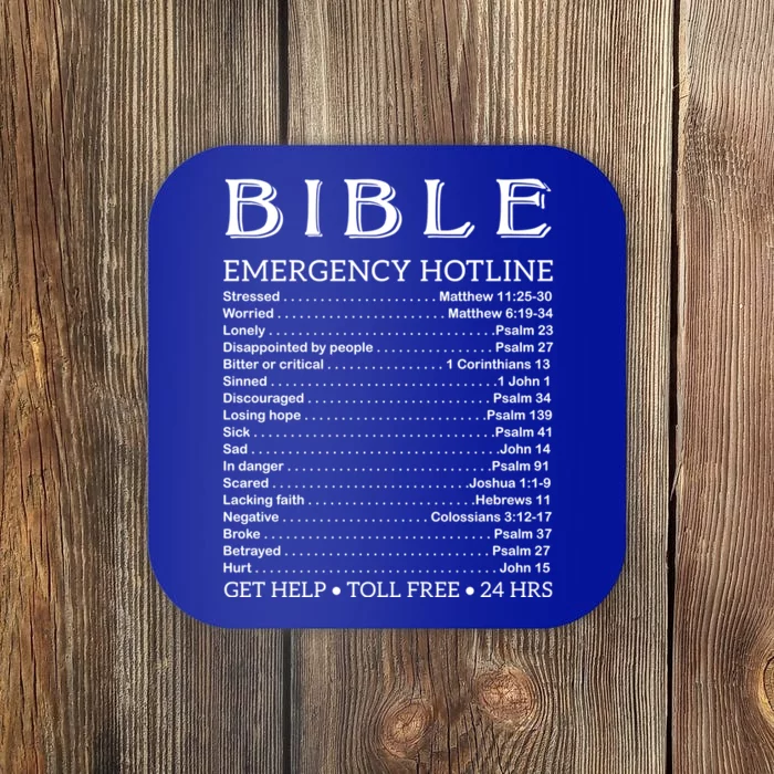 Bible Hotline Numbers Emergency Scripture Gift Coaster