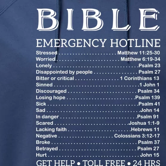 Bible Hotline Numbers Emergency Scripture Gift Performance Fleece Hoodie