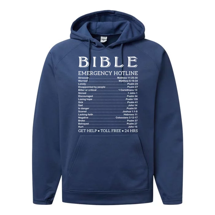 Bible Hotline Numbers Emergency Scripture Gift Performance Fleece Hoodie