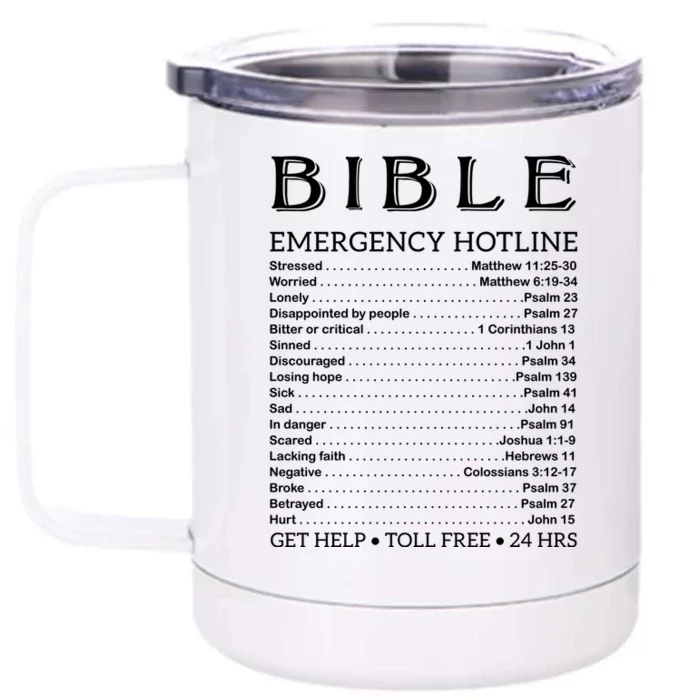 Bible Hotline Numbers Emergency Scripture Gift Front & Back 12oz Stainless Steel Tumbler Cup