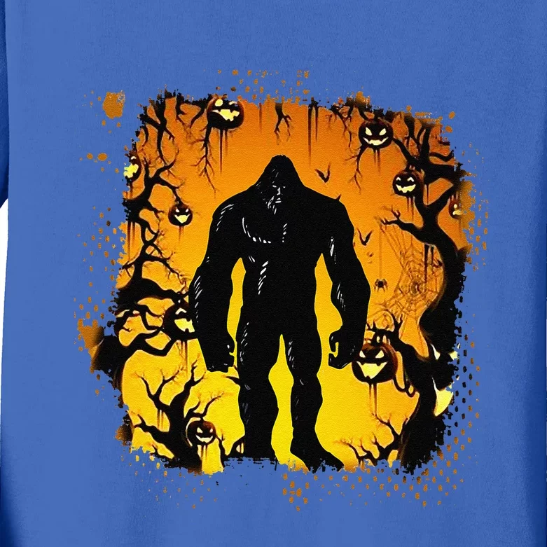 Bigfoot Halloween Night Art Cool Bigfoot Costume DIY Gifts Kids Long Sleeve Shirt