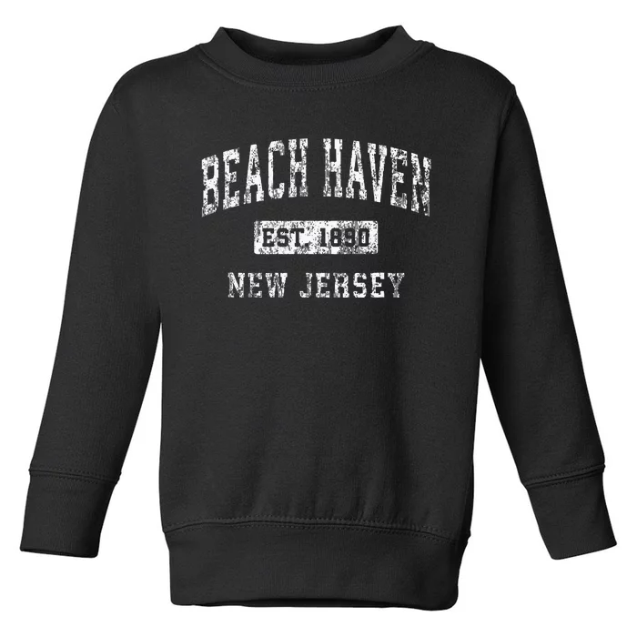 Beach Haven New Jersey Nj Vintage Established Sports Design Toddler Sweatshirt