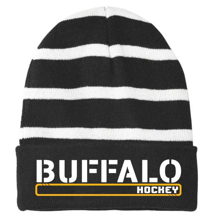 Buffalo Hockey | Off Ice Training Fan Gear Striped Beanie with Solid Band