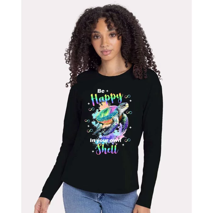 Be Happy On Your Own Colorful Turtle Self Love Womens Cotton Relaxed Long Sleeve T-Shirt