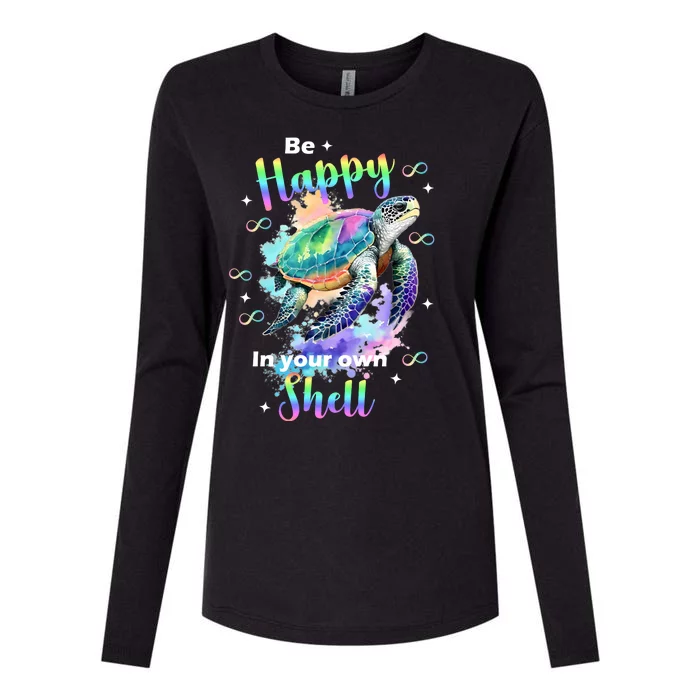 Be Happy On Your Own Colorful Turtle Self Love Womens Cotton Relaxed Long Sleeve T-Shirt