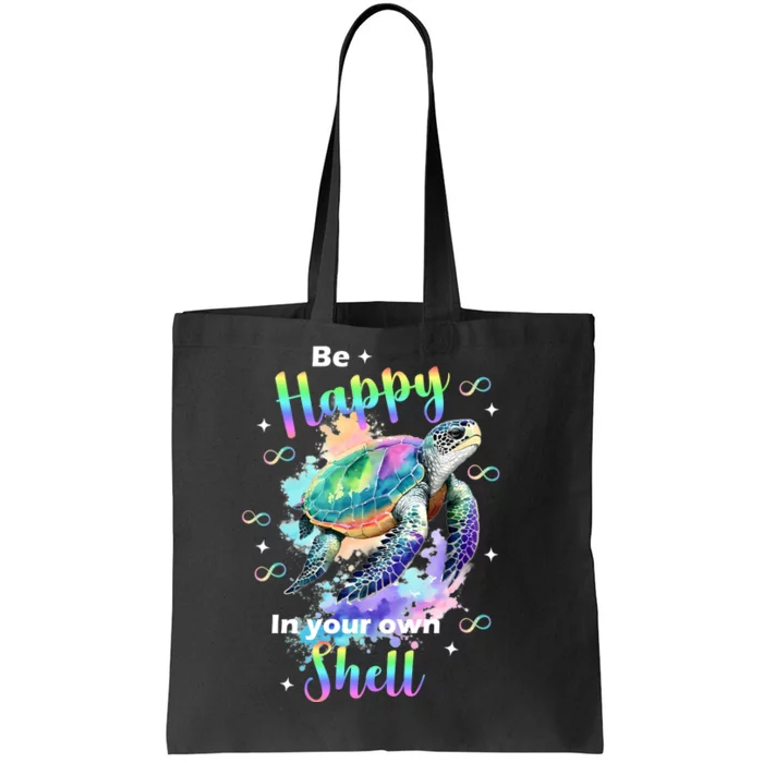 Be Happy On Your Own Colorful Turtle Self Love Tote Bag