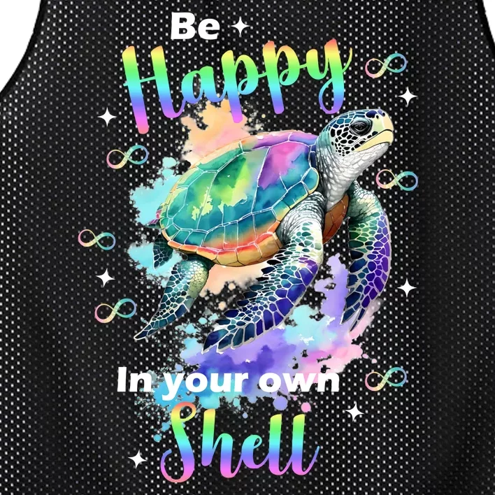 Be Happy On Your Own Colorful Turtle Self Love Mesh Reversible Basketball Jersey Tank