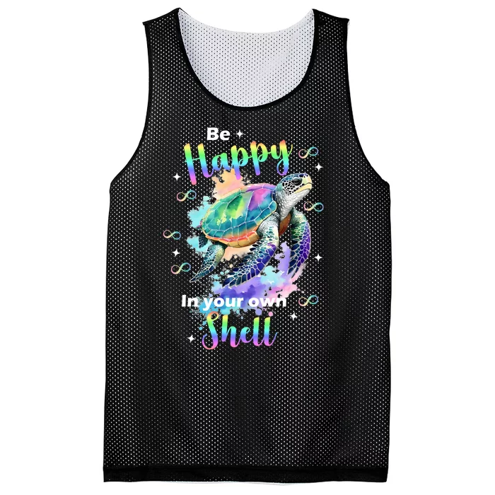 Be Happy On Your Own Colorful Turtle Self Love Mesh Reversible Basketball Jersey Tank