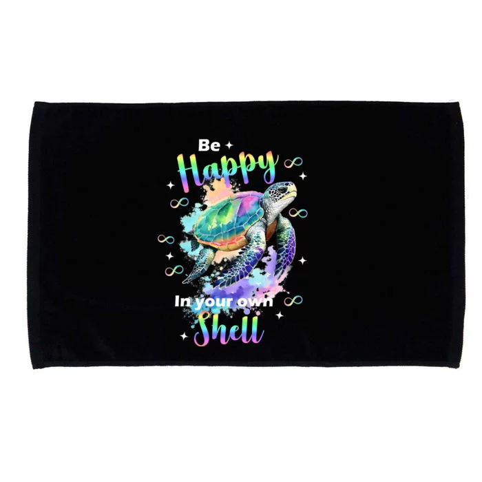 Be Happy On Your Own Colorful Turtle Self Love Microfiber Hand Towel