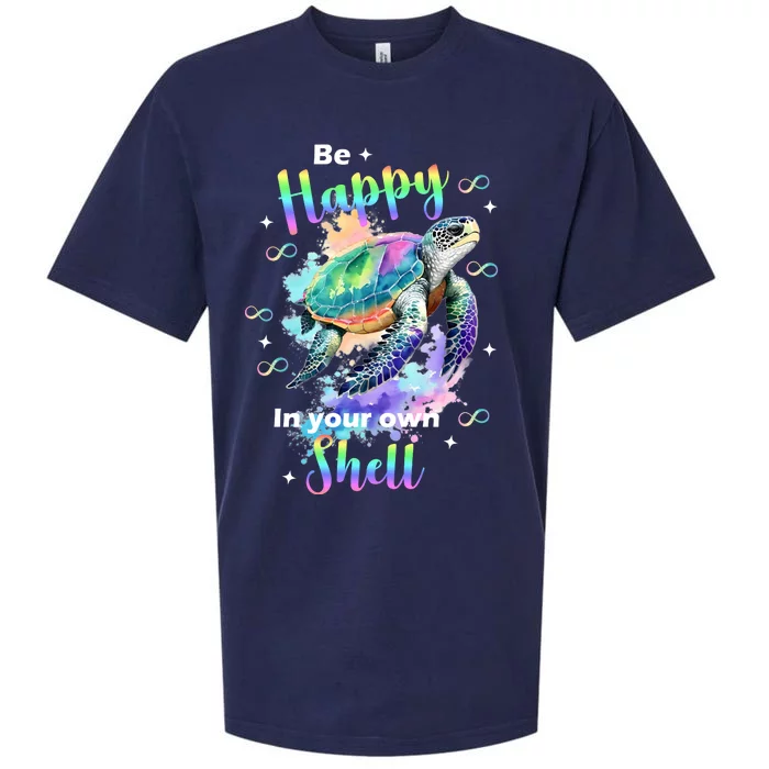 Be Happy On Your Own Colorful Turtle Self Love Sueded Cloud Jersey T-Shirt